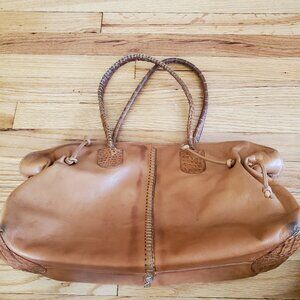 Fatto A Mano by Carlos Falchi Brown Orange Leather Crocodile Handbag (USED)